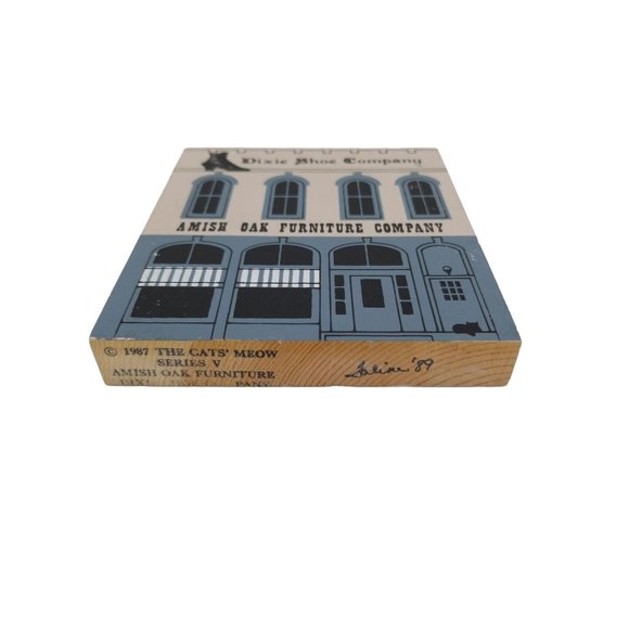 VTG Cat's Meow Village Amish Oak Furniture Dixie Shoe Company Series V Signed - Picture 3 of 9